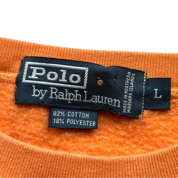 Polo Ralph Lauren Vintage 90’s orange crewneck cotton blend sweatshirtL